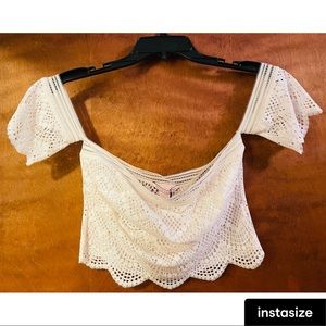 White Victoria’s Secret lace crop top